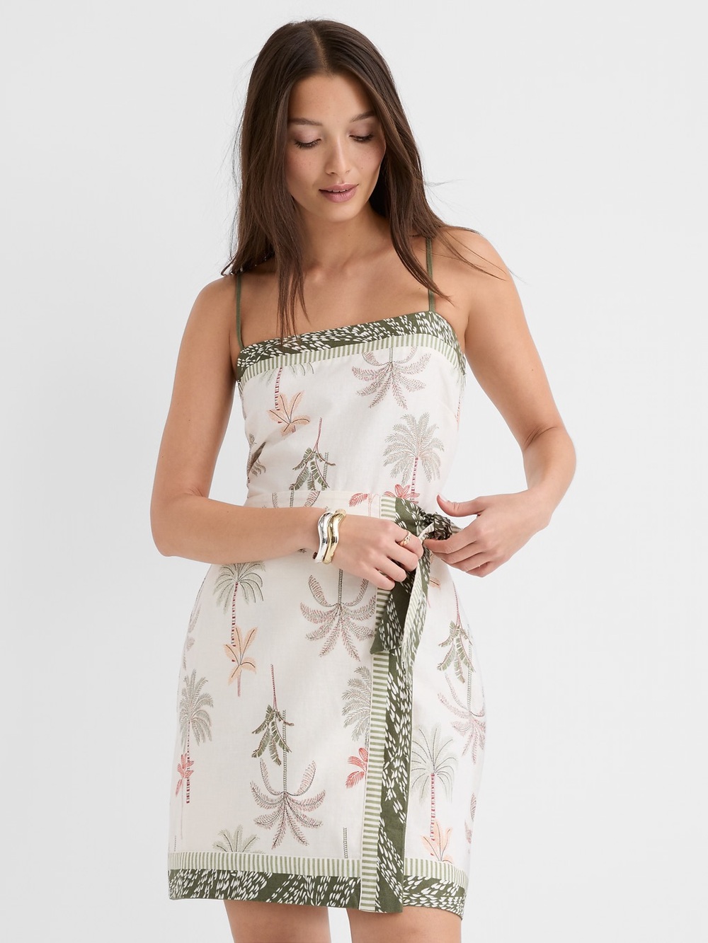 THe Loft Palm Linen Cotton Sarong Mini Dress